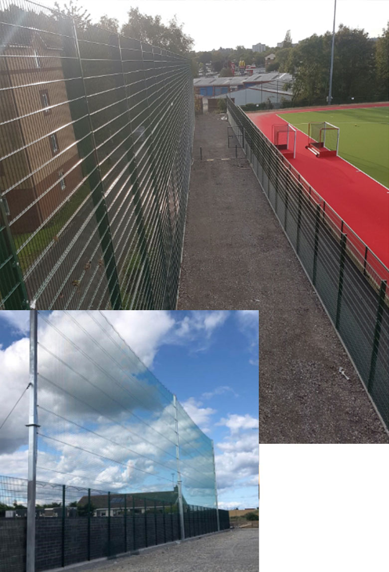 Two forms of fencing (boundary fencing and sports nets) provided by Linton Fencing and Sports Ground