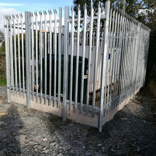 A high security fence installed in Palisade around an electrical hub unit.