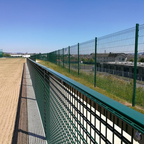 A close up look at the spectator railing at the Michael Daviitts GAC pitch and it's high quality double linked mesh steel